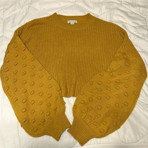 Yellow Crop Sweater, Balloon Sleeve